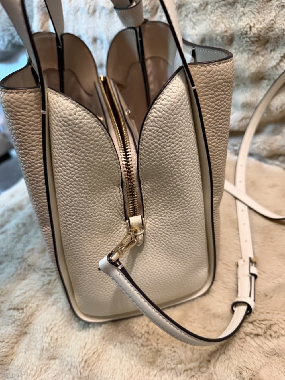 NWOT Kate Spade Handbag Satchel Crossbody White Cream Tan - Picture 5 of 6